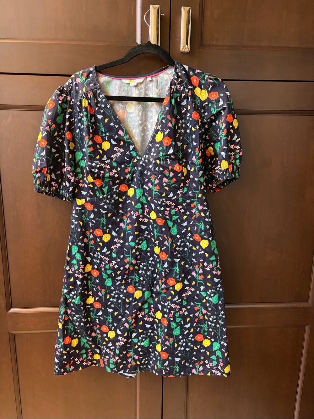 Boden Floral Puff-Sleeve Dress
